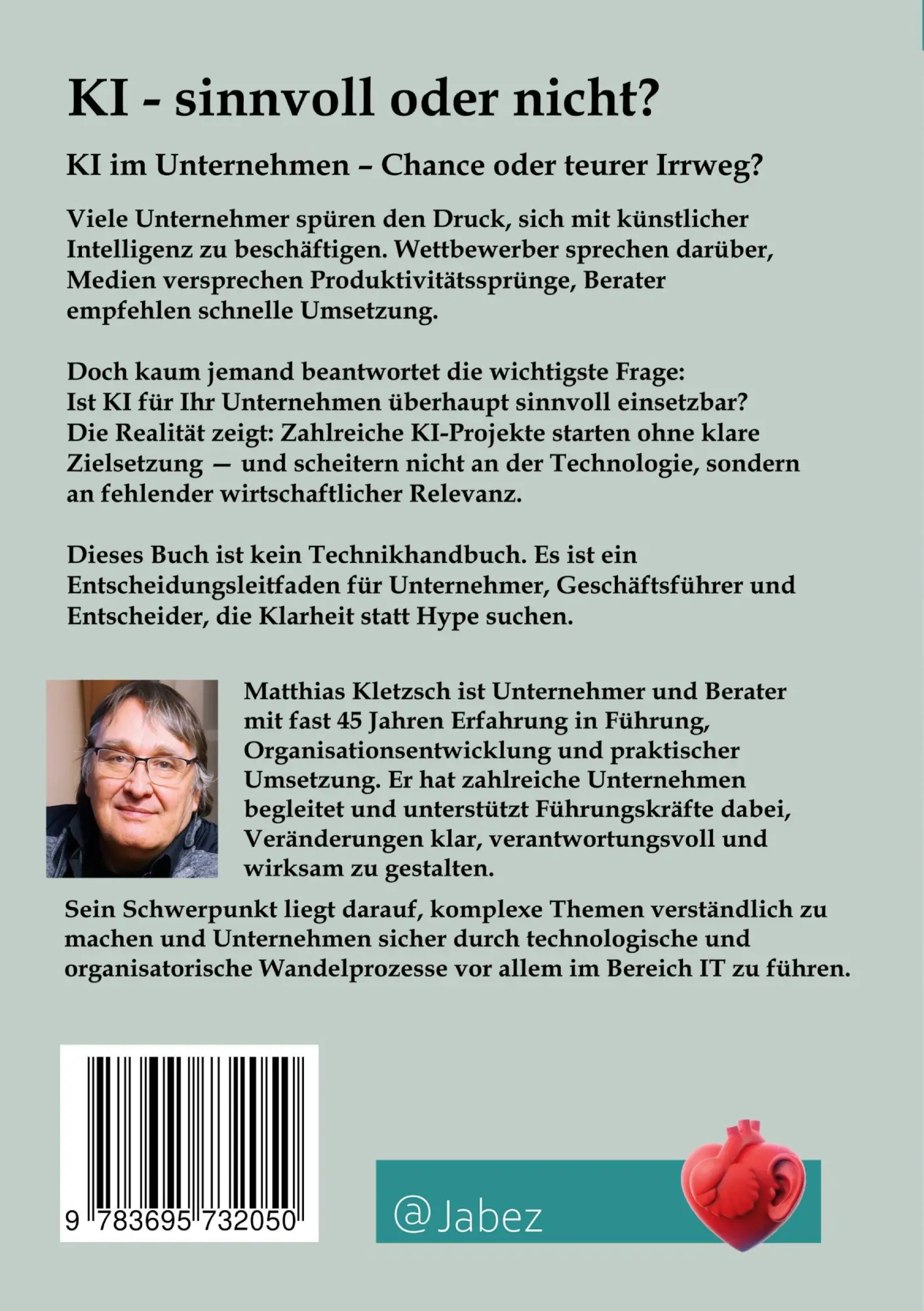 Rückseite: 9783695732050 | KI - sinnvoll oder nicht? | Matthias Kletzsch | Taschenbuch | 344 S.