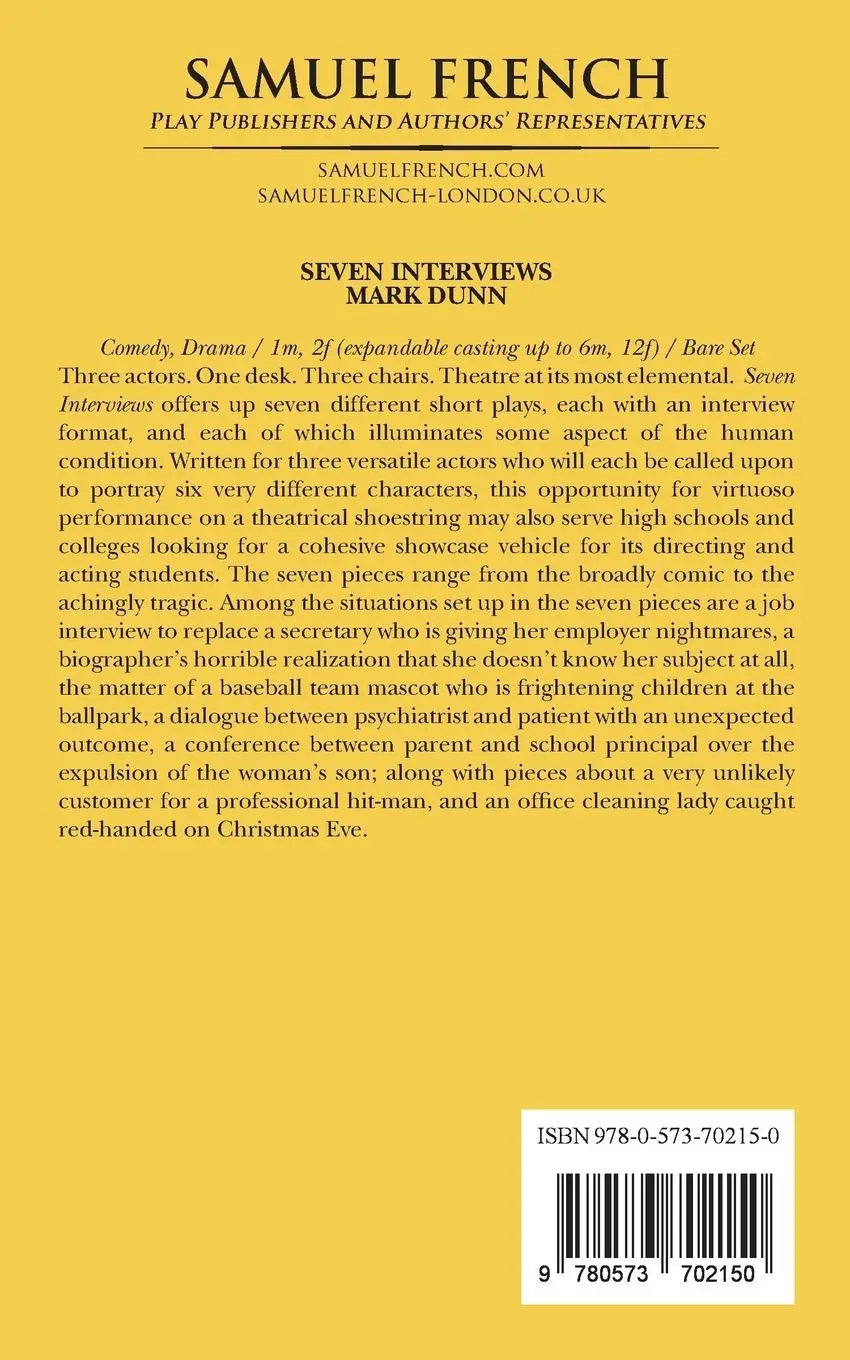 Rückseite: 9780573702150 | Seven Interviews | Mark Dunn | Taschenbuch | Kartoniert / Broschiert