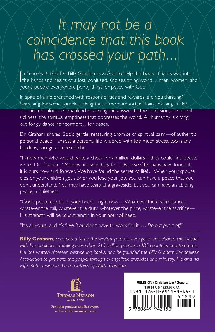 Rückseite: 9780849942150 | Peace with God | The Secret Happiness | Billy Graham | Taschenbuch