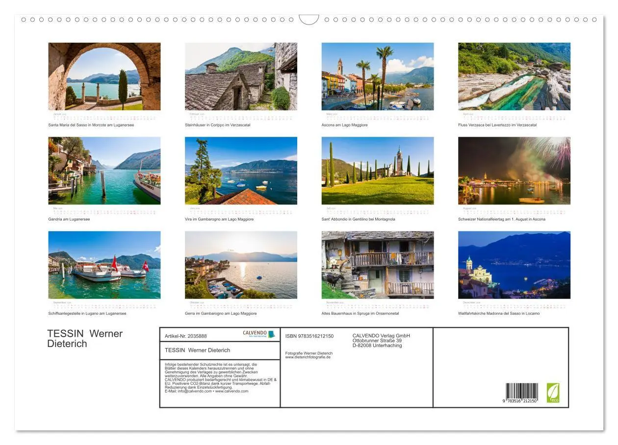 Bild: 9783516212150 | TESSIN Werner Dieterich (Wandkalender 2026 DIN A2 quer), CALVENDO...