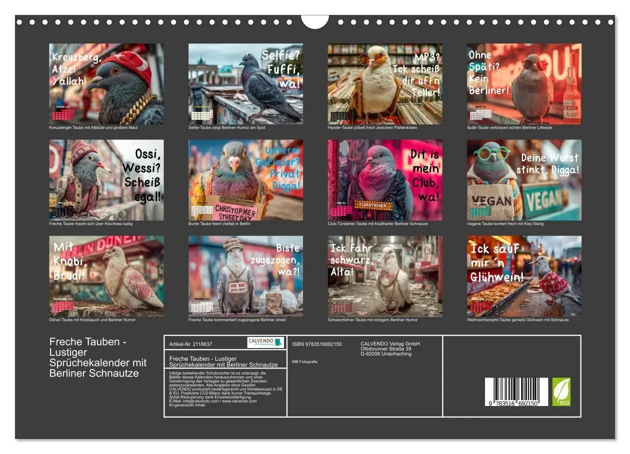 Bild: 9783516692150 | Freche Tauben - Lustiger Sprüchekalender mit Berliner Schnautze...