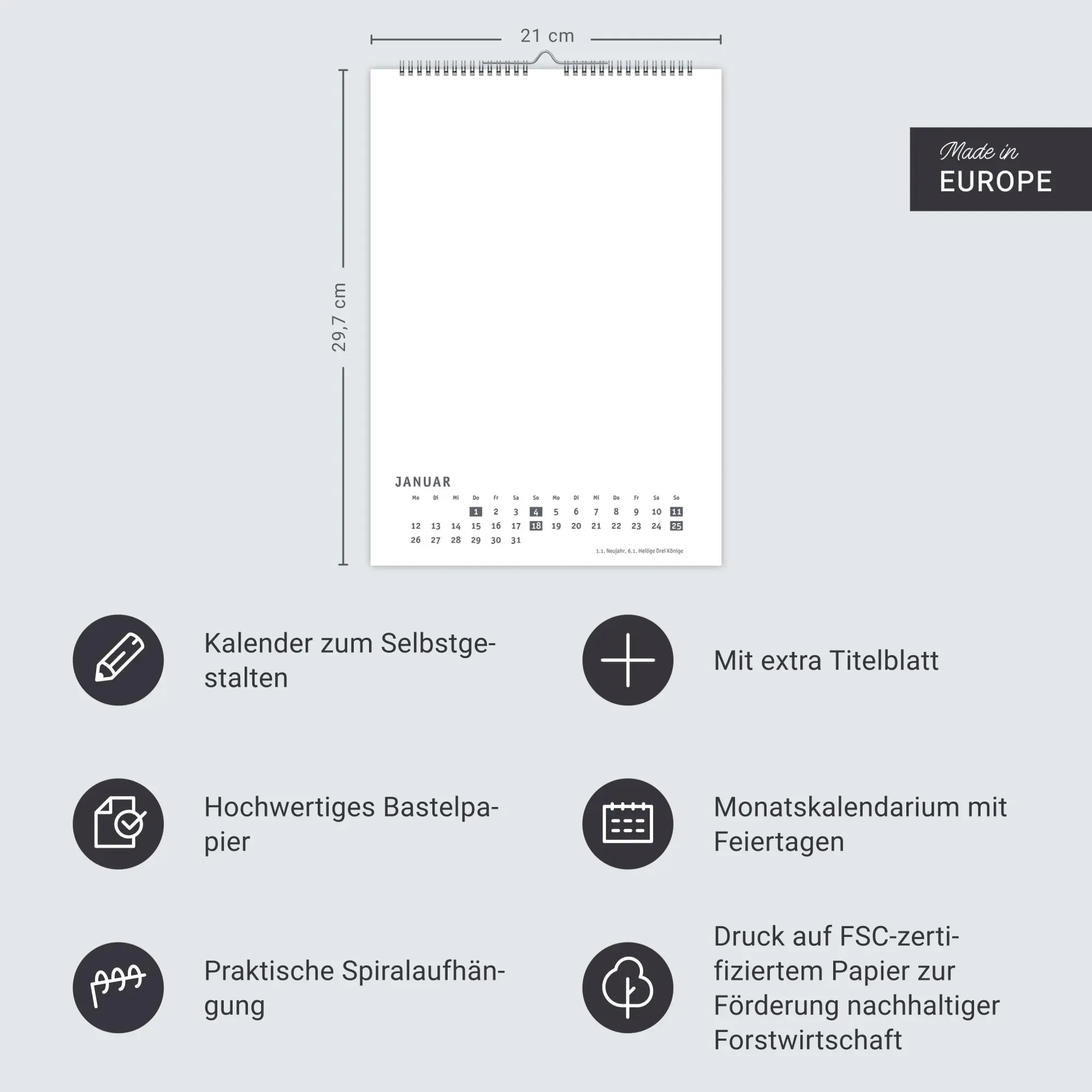 Bild: 9783756412150 | Premium-Bastelkalender weiß A4 2026 | Kalender | Spiralbindung | 14 S.