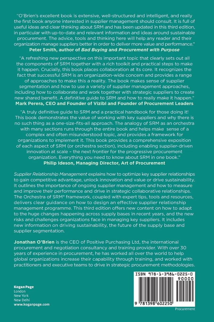 Rückseite: 9781398602250 | Supplier Relationship Management | Jonathan O'Brien | Taschenbuch