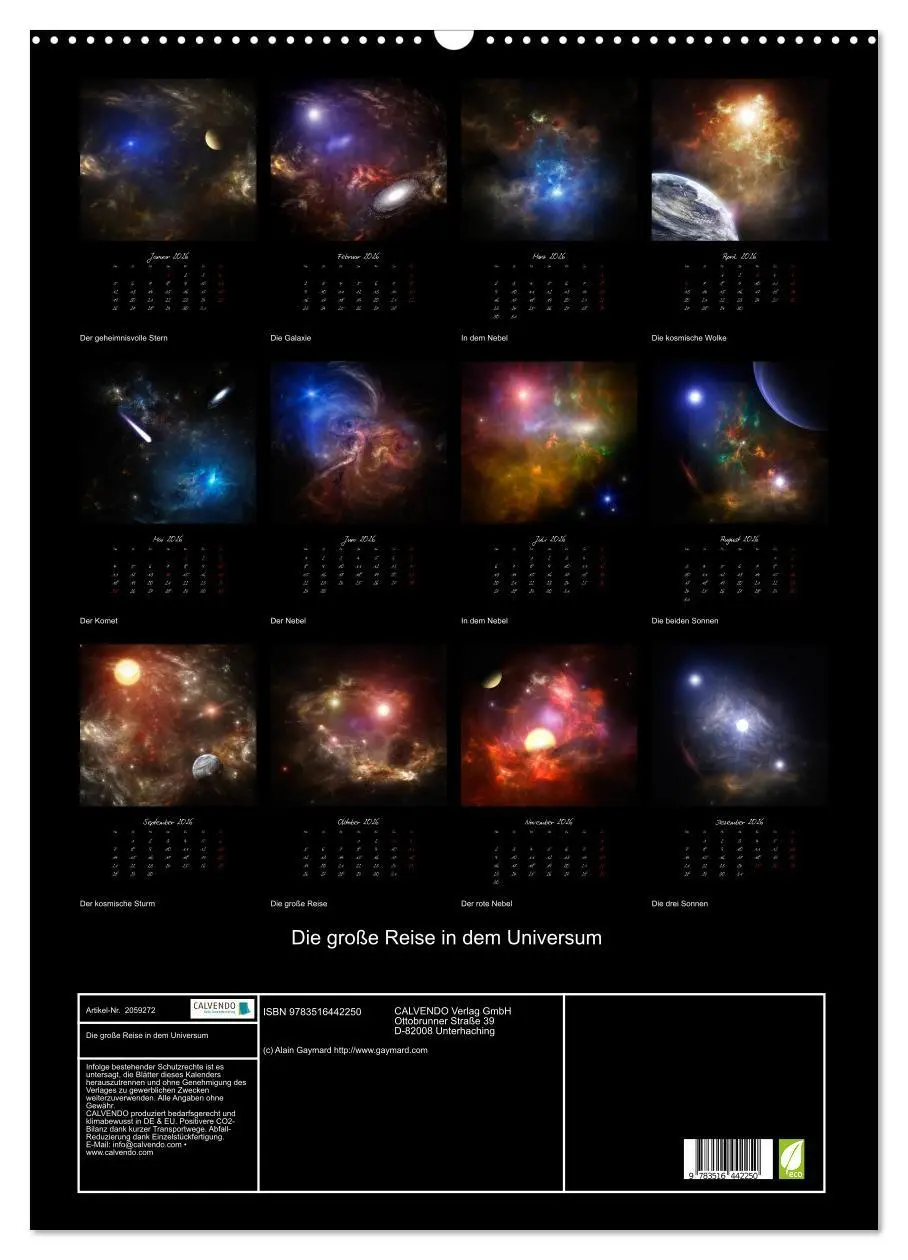 Bild: 9783516442250 | Die große Reise in dem Universum (Wandkalender 2026 DIN A2 hoch),...