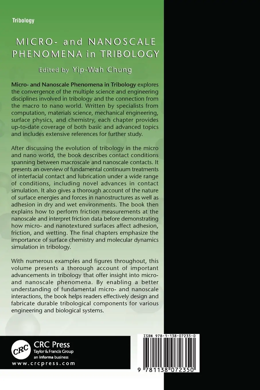 Rückseite: 9781138072350 | Micro- and Nanoscale Phenomena in Tribology | Yip-Wah Chung | Buch