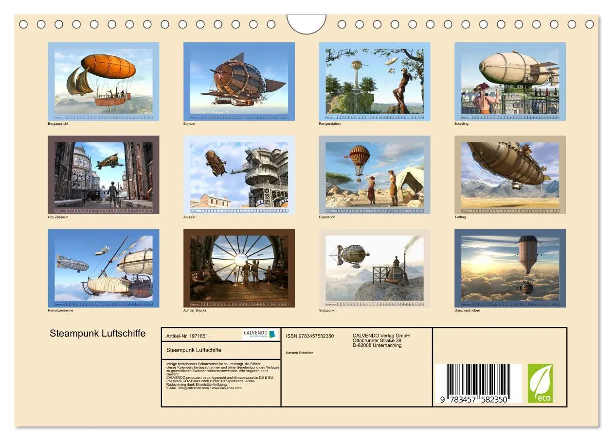 Bild: 9783457582350 | Steampunk Luftschiffe (Wandkalender 2026 DIN A4 quer), CALVENDO...