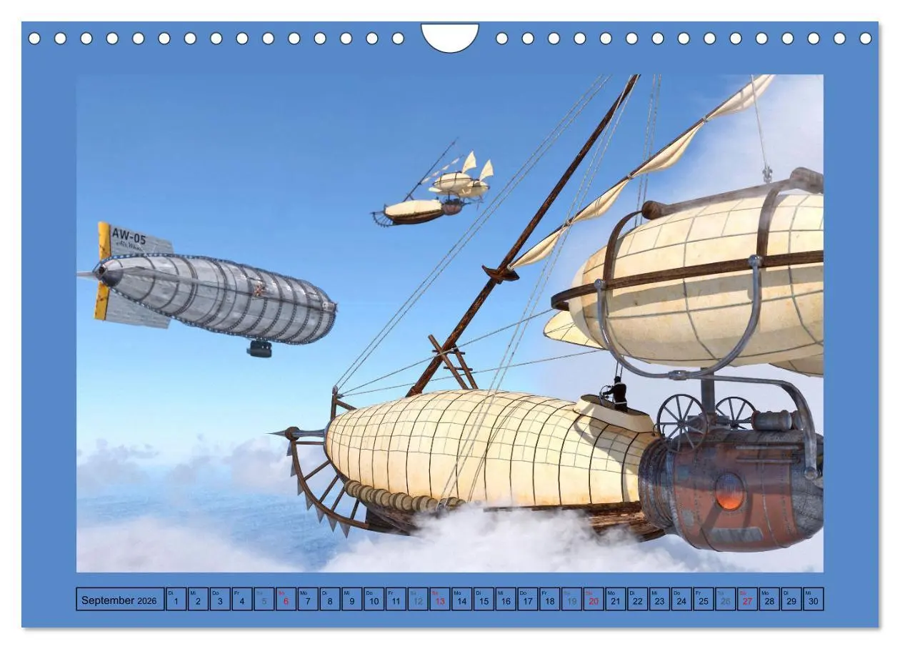 Bild: 9783457582350 | Steampunk Luftschiffe (Wandkalender 2026 DIN A4 quer), CALVENDO...