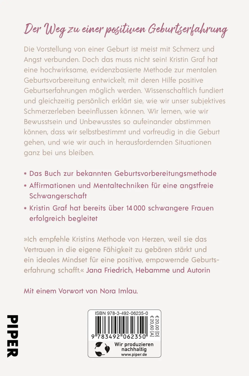 Rückseite: 9783492062350 | Die Friedliche Geburt | Kristin Graf | Taschenbuch | 352 S. | Deutsch