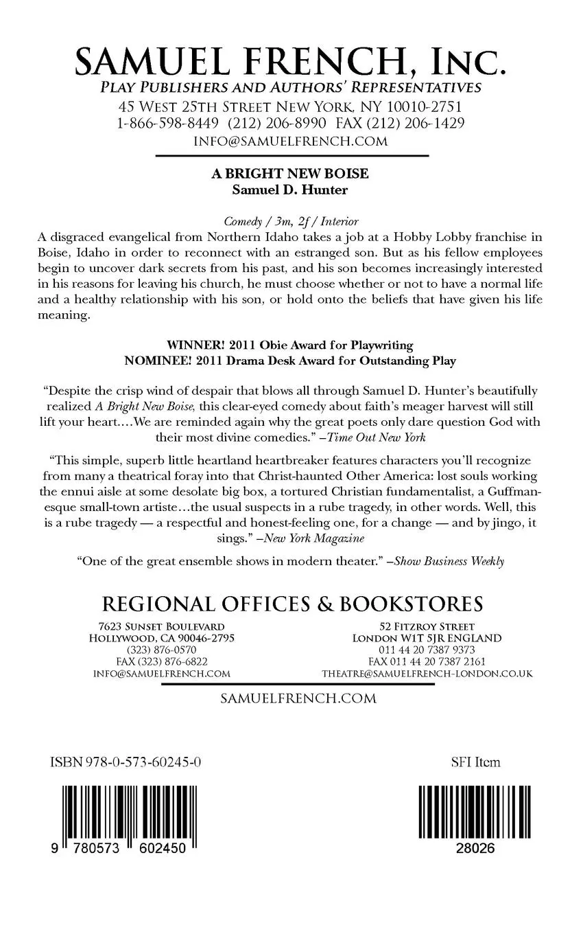 Rückseite: 9780573602450 | A Bright New Boise | Samuel D Hunter | Taschenbuch | Englisch | 2011