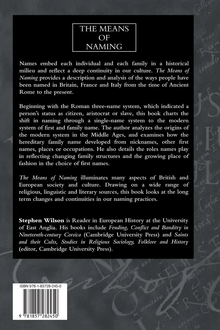 Rückseite: 9781857282450 | The Means Of Naming | A Social History | Stephen Wilson | Taschenbuch