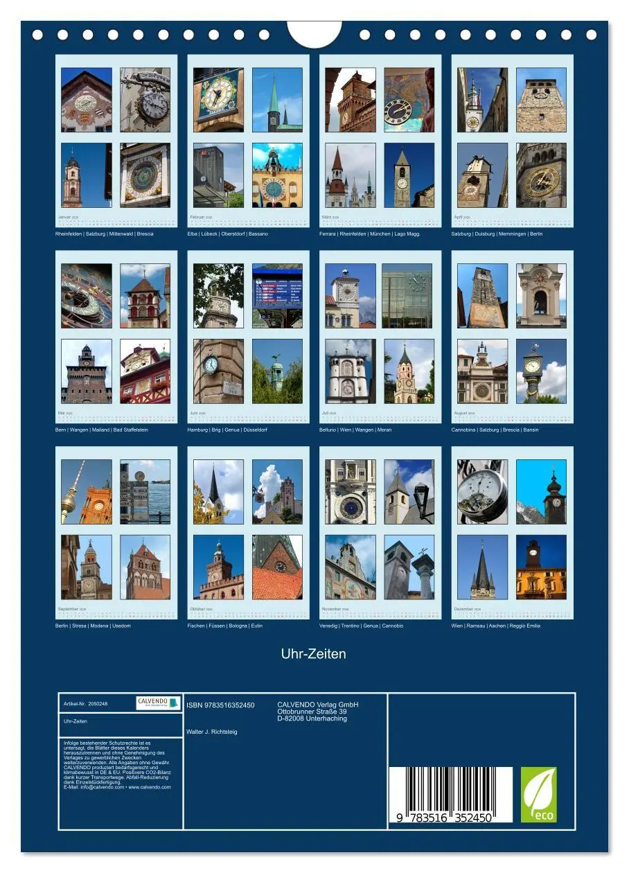 Bild: 9783516352450 | Uhr-Zeiten (Wandkalender 2026 DIN A4 hoch), CALVENDO Monatskalender