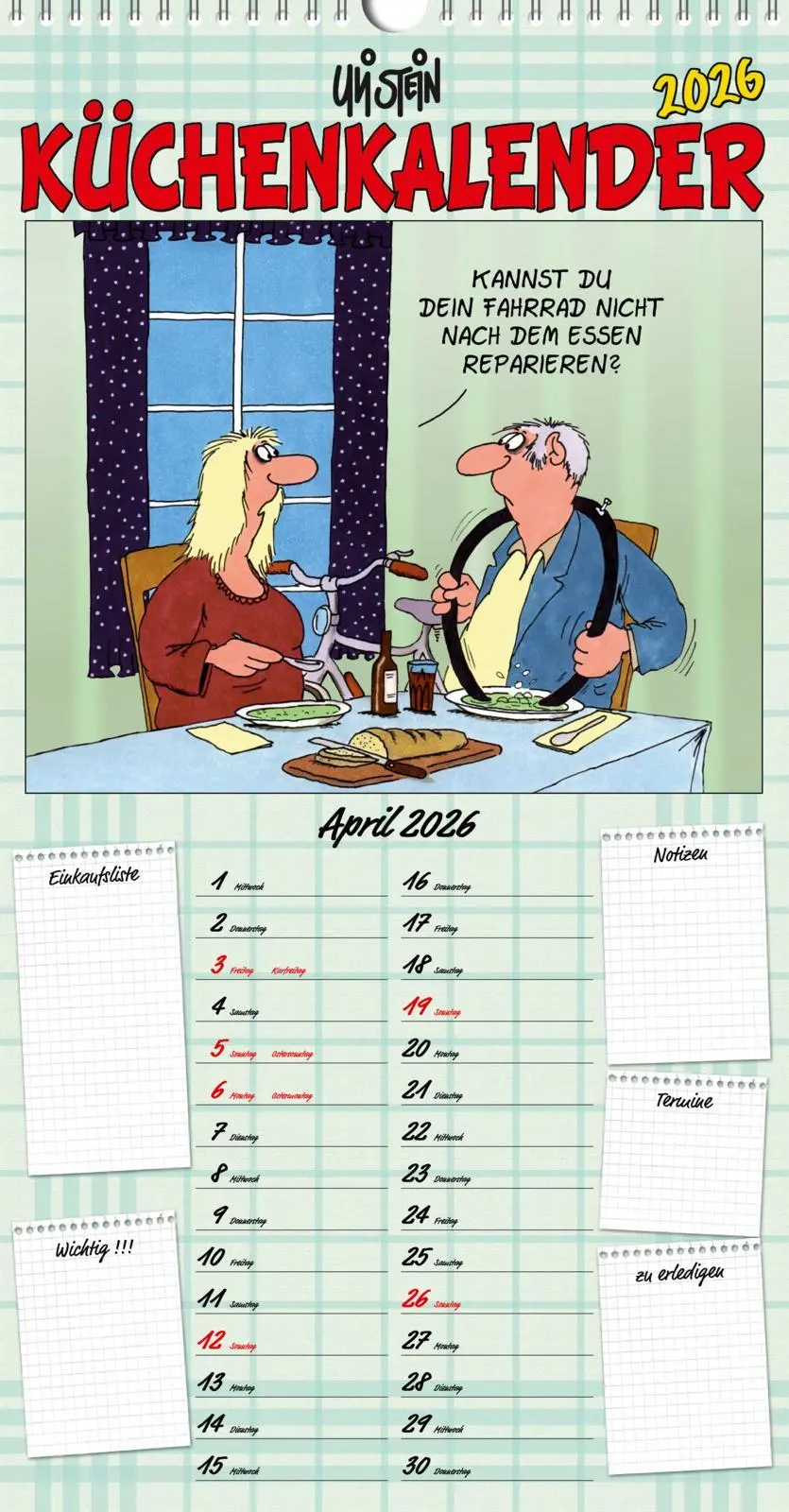 Cover: 9783830322450 | Uli Stein Küchenkalender 2026: Monatskalender für die Wand | Uli Stein