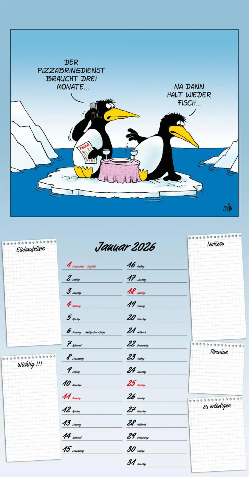 Bild: 9783830322450 | Uli Stein Küchenkalender 2026: Monatskalender für die Wand | Uli Stein