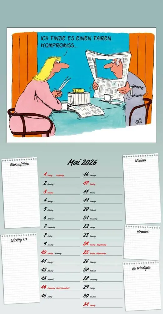 Bild: 9783830322450 | Uli Stein Küchenkalender 2026: Monatskalender für die Wand | Uli Stein