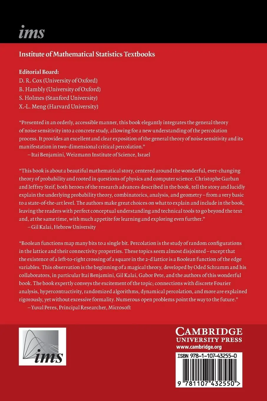 Rückseite: 9781107432550 | Noise Sensitivity of Boolean Functions and Percolation | Taschenbuch