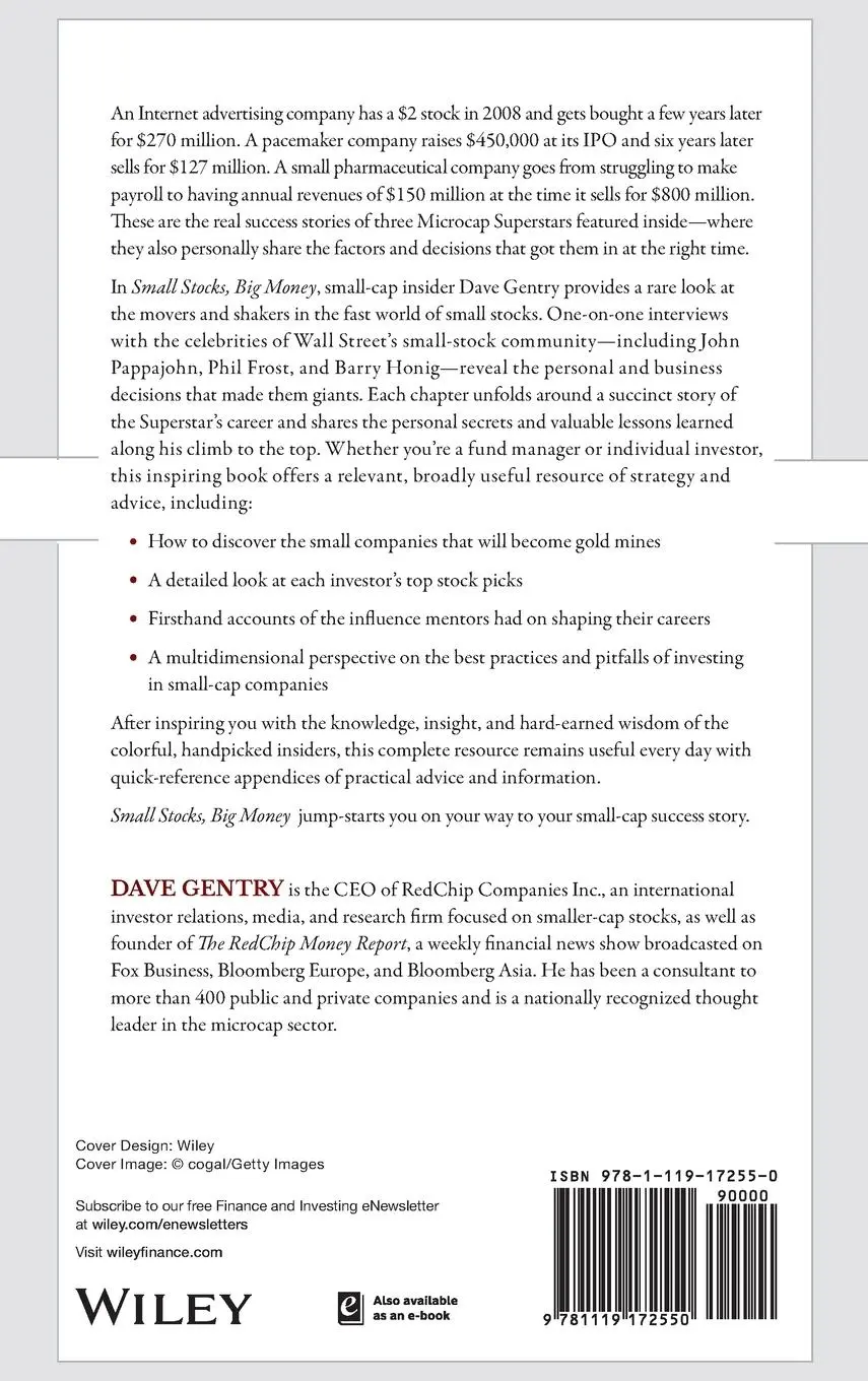 Rückseite: 9781119172550 | Small Stocks, Big Money | Interviews with Microcap Superstars | Gentry