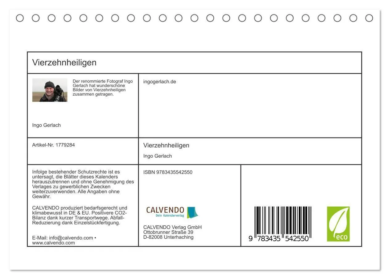 Bild: 9783435542550 | Vierzehnheiligen (Tischkalender 2025 DIN A5 quer), CALVENDO...