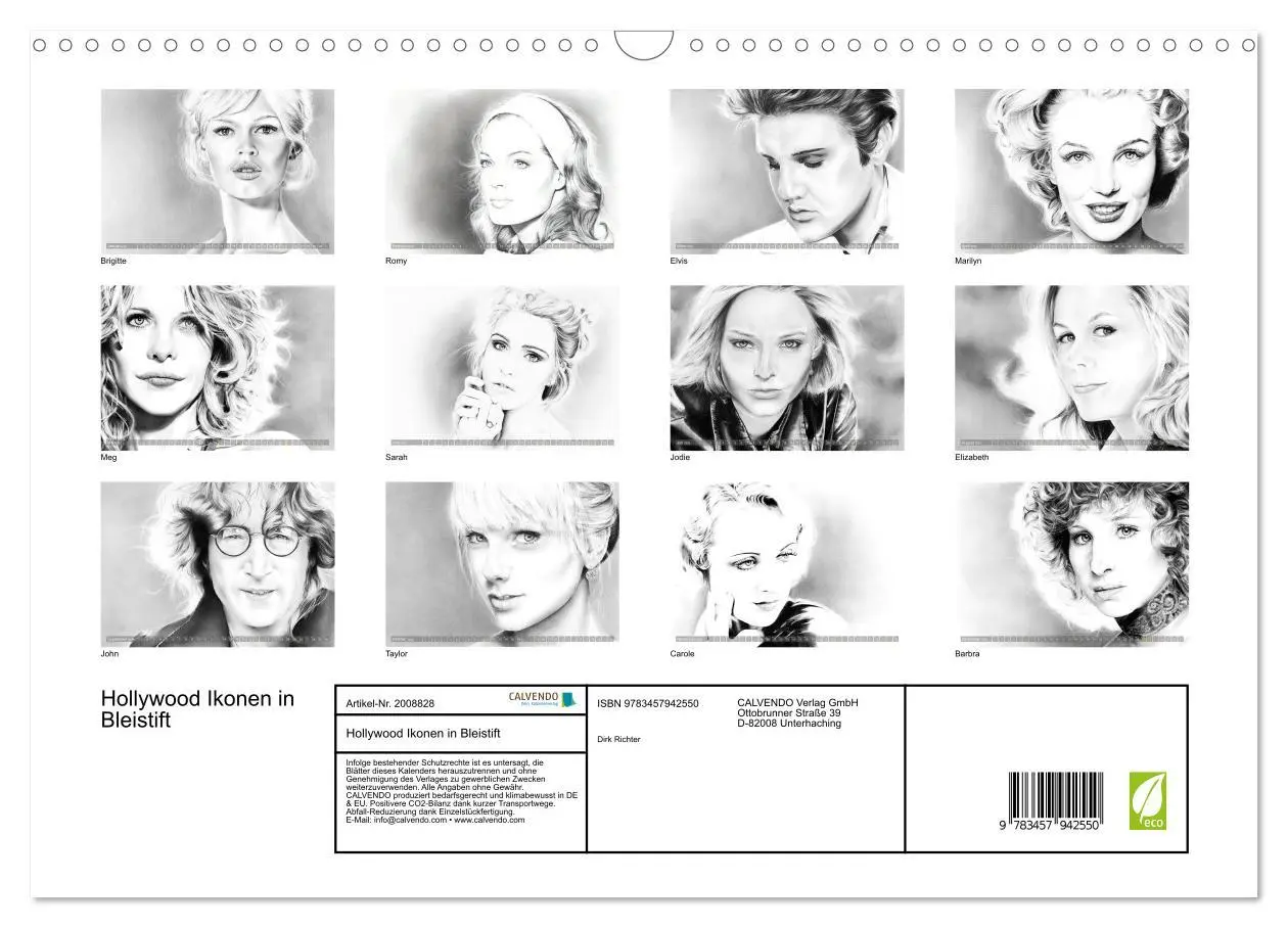 Bild: 9783457942550 | Hollywood Ikonen in Bleistift (Wandkalender 2026 DIN A3 quer),...