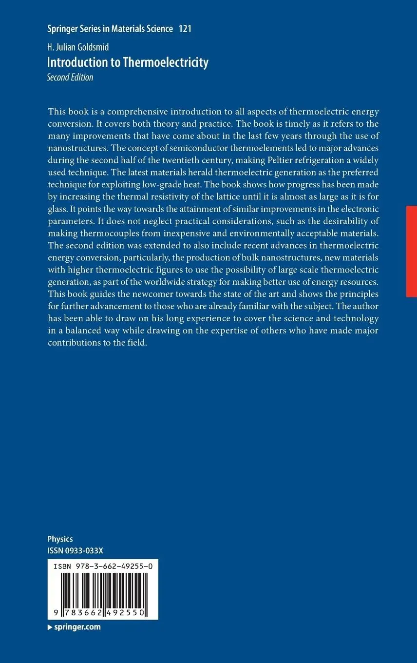 Rückseite: 9783662492550 | Introduction to Thermoelectricity | H. Julian Goldsmid | Buch | xviii