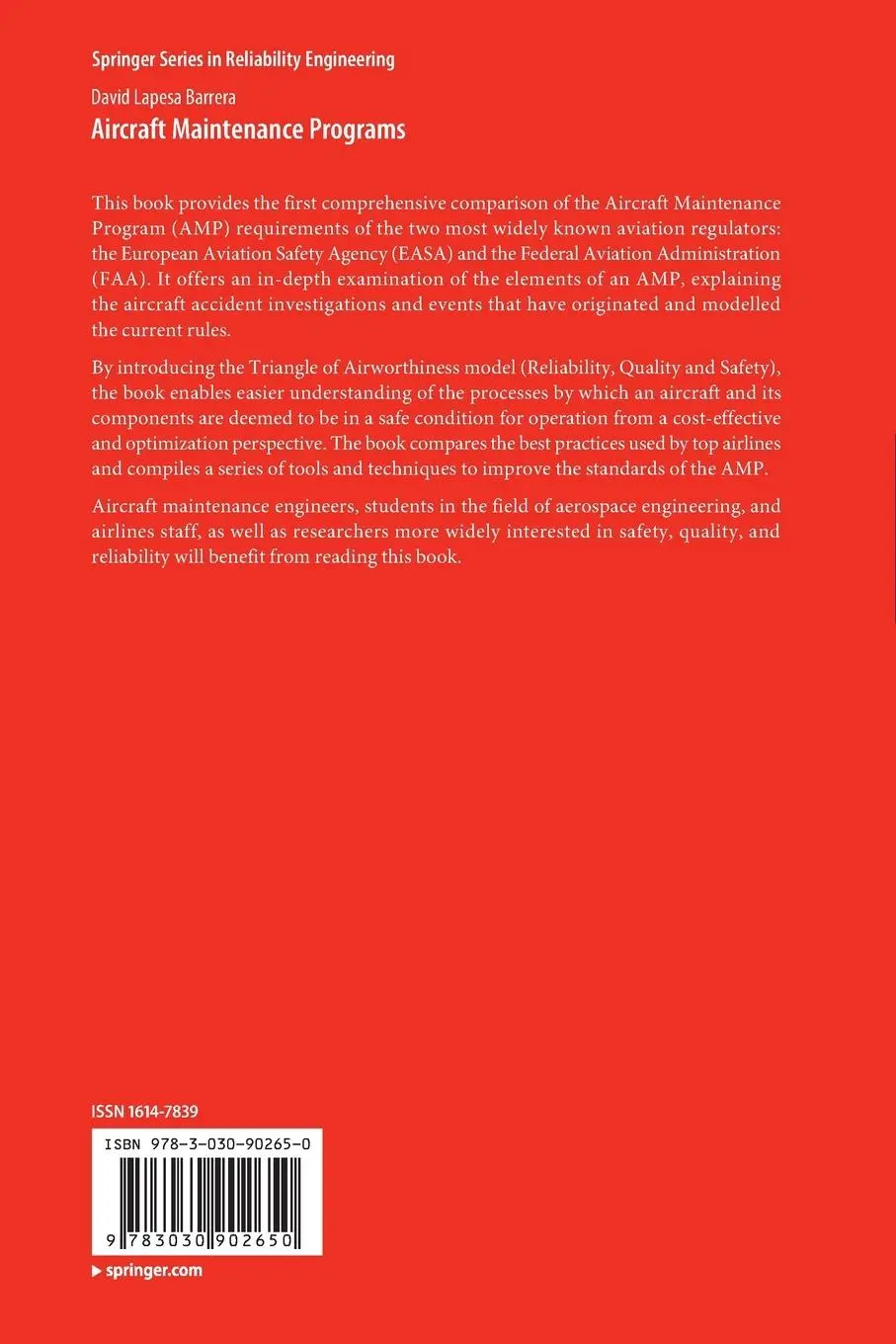 Rückseite: 9783030902650 | Aircraft Maintenance Programs | David Lapesa Barrera | Taschenbuch