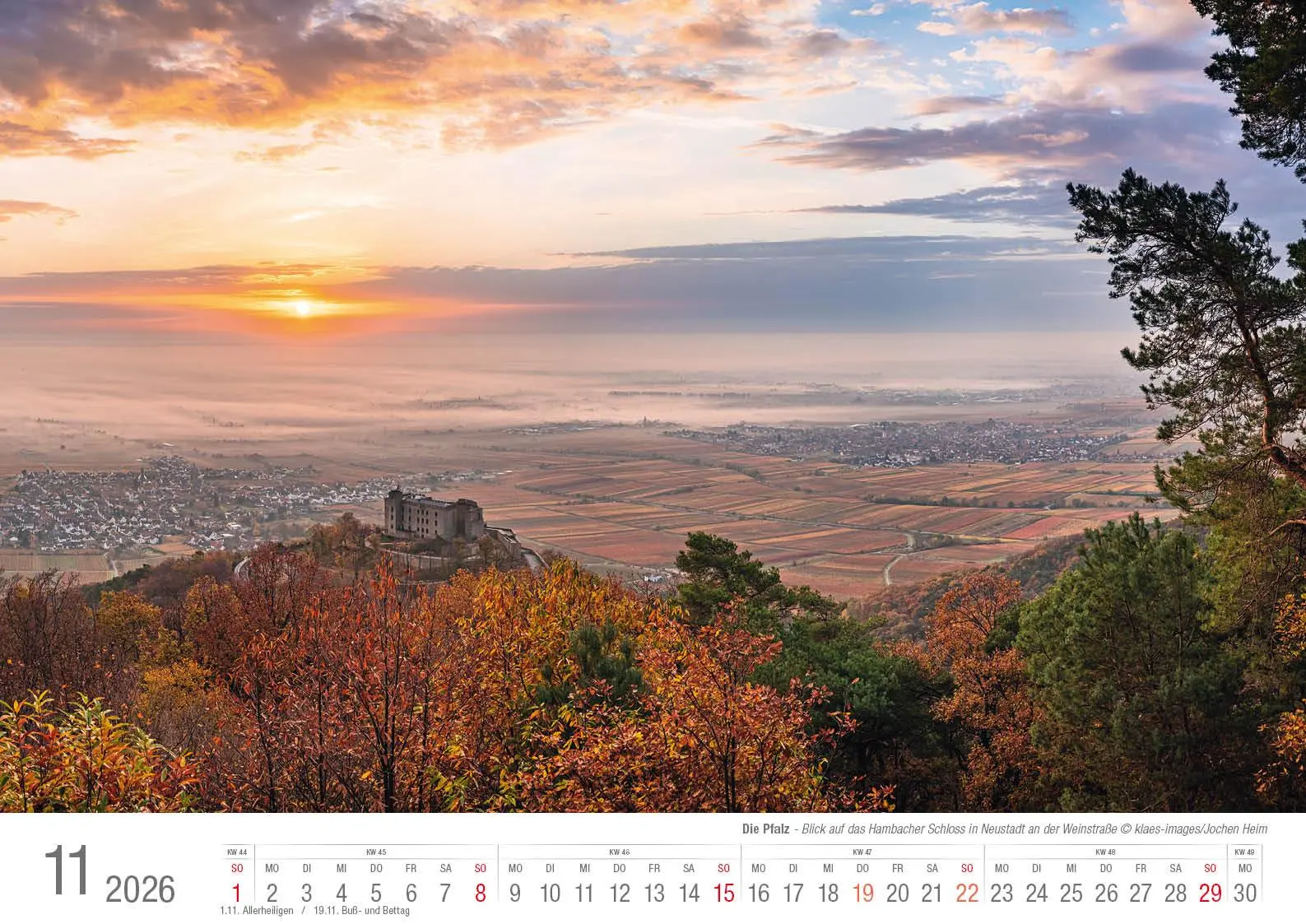 Bild: 9783965352650 | Die Pfalz 2026 Bildkalender A3 Spiralbindung | Holger Klaes | Kalender