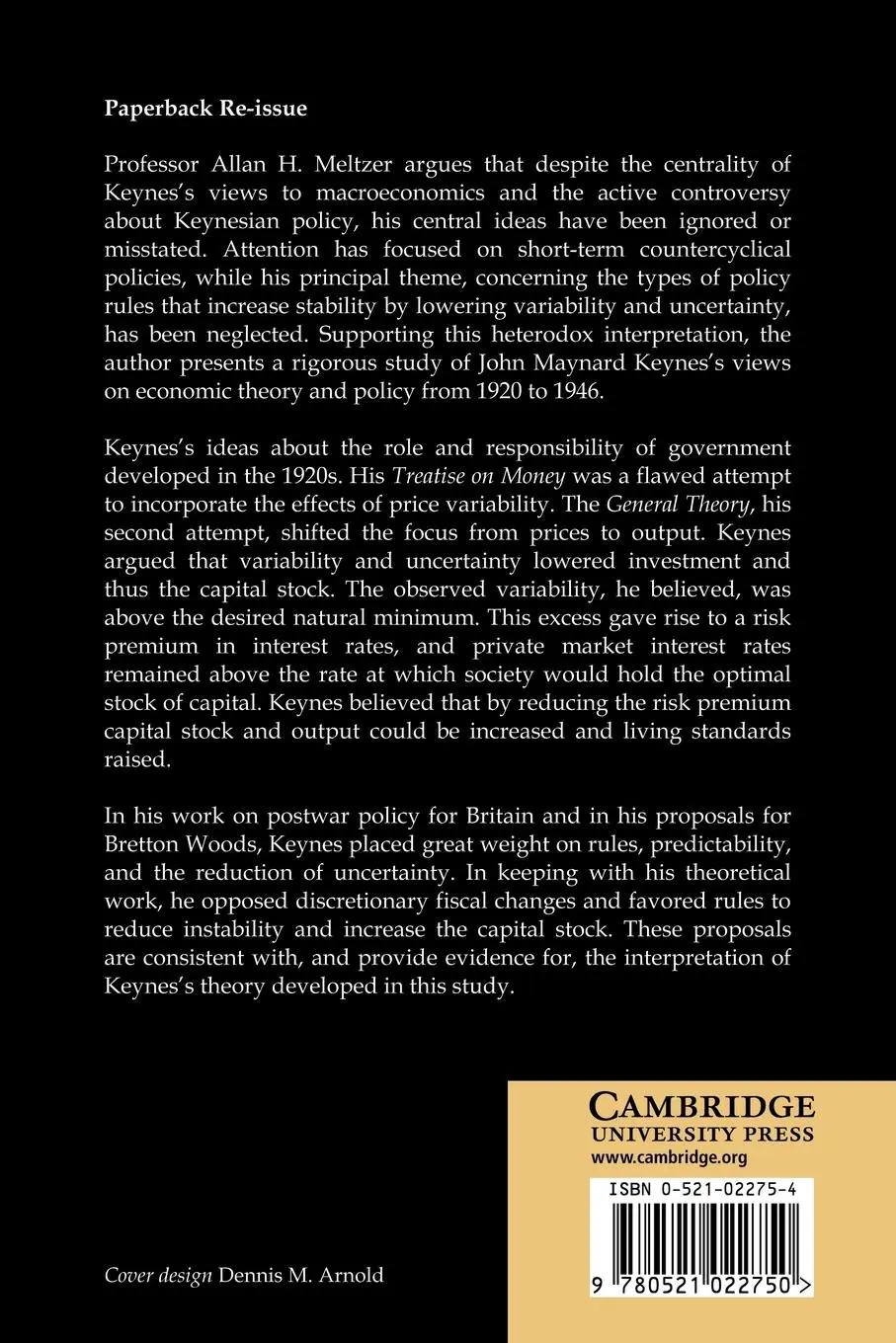 Rückseite: 9780521022750 | Keynes's Monetary Theory | A Different Interpretation | Meltzer | Buch