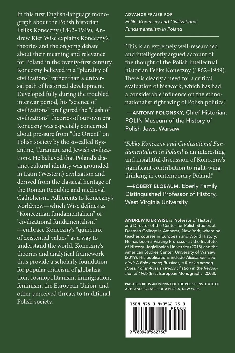 Rückseite: 9780940962750 | Feliks Koneczny and Civilizational Fundamentalism in Poland | Wise