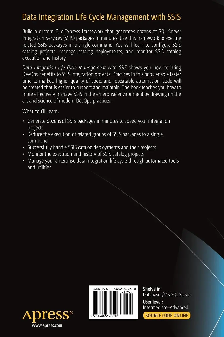 Rückseite: 9781484232750 | Data Integration Life Cycle Management with SSIS | Andy Leonard | Buch
