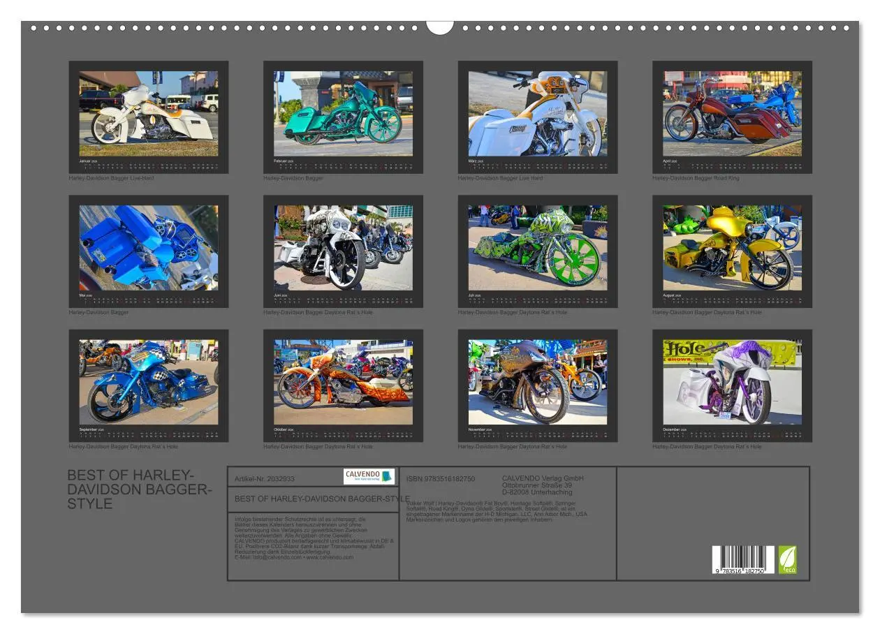 Bild: 9783516182750 | BEST OF HARLEY-DAVIDSON BAGGER-STYLE (Wandkalender 2026 DIN A2...