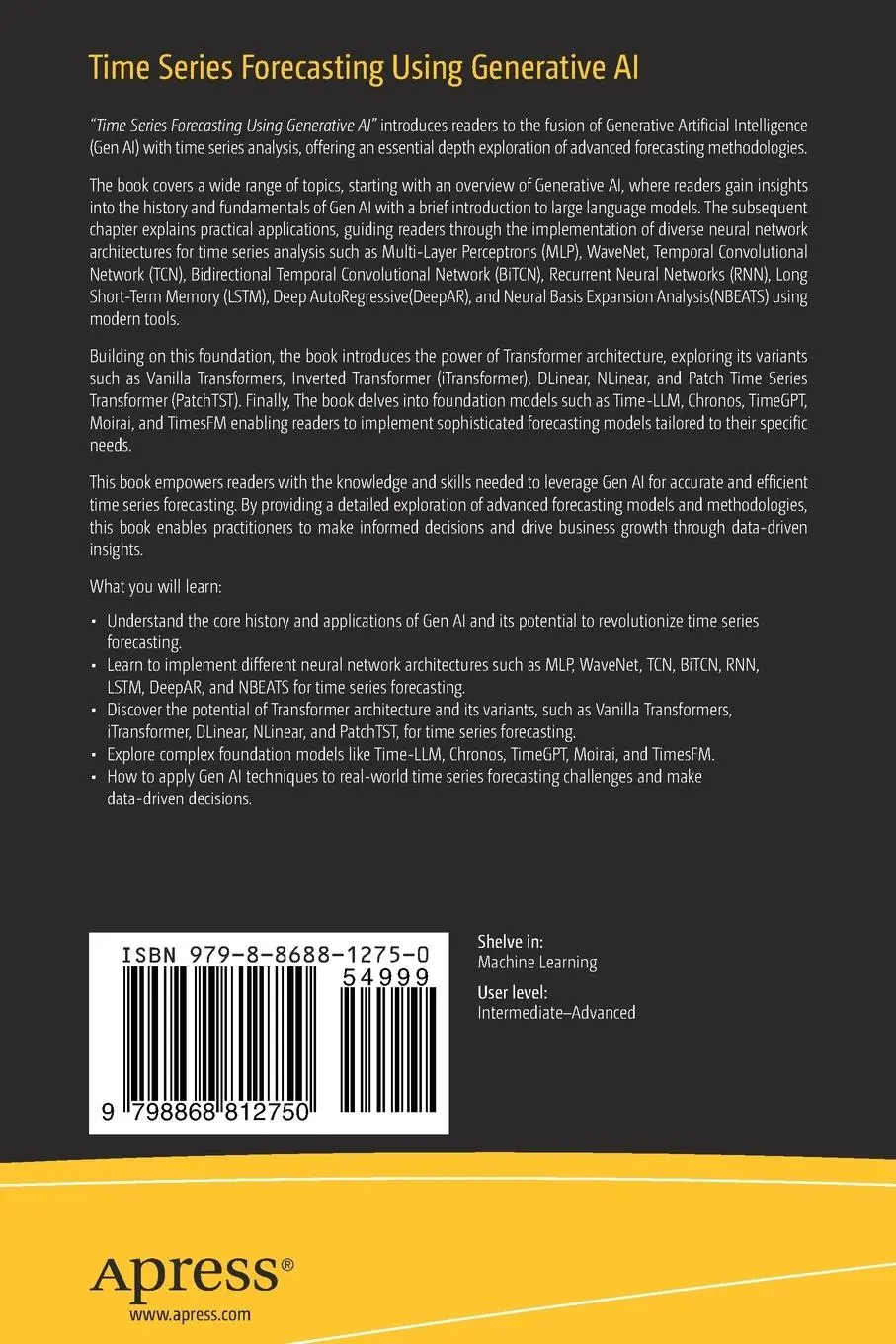 Rückseite: 9798868812750 | Time Series Forecasting Using Generative AI | Sri Ram Macharla (u. a.)