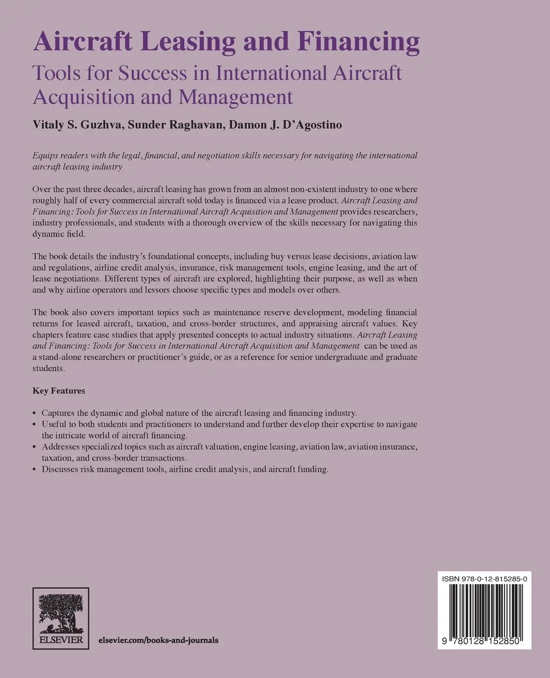 Rückseite: 9780128152850 | Aircraft Leasing and Financing | Damon J. D'Agostino (u. a.) | Buch