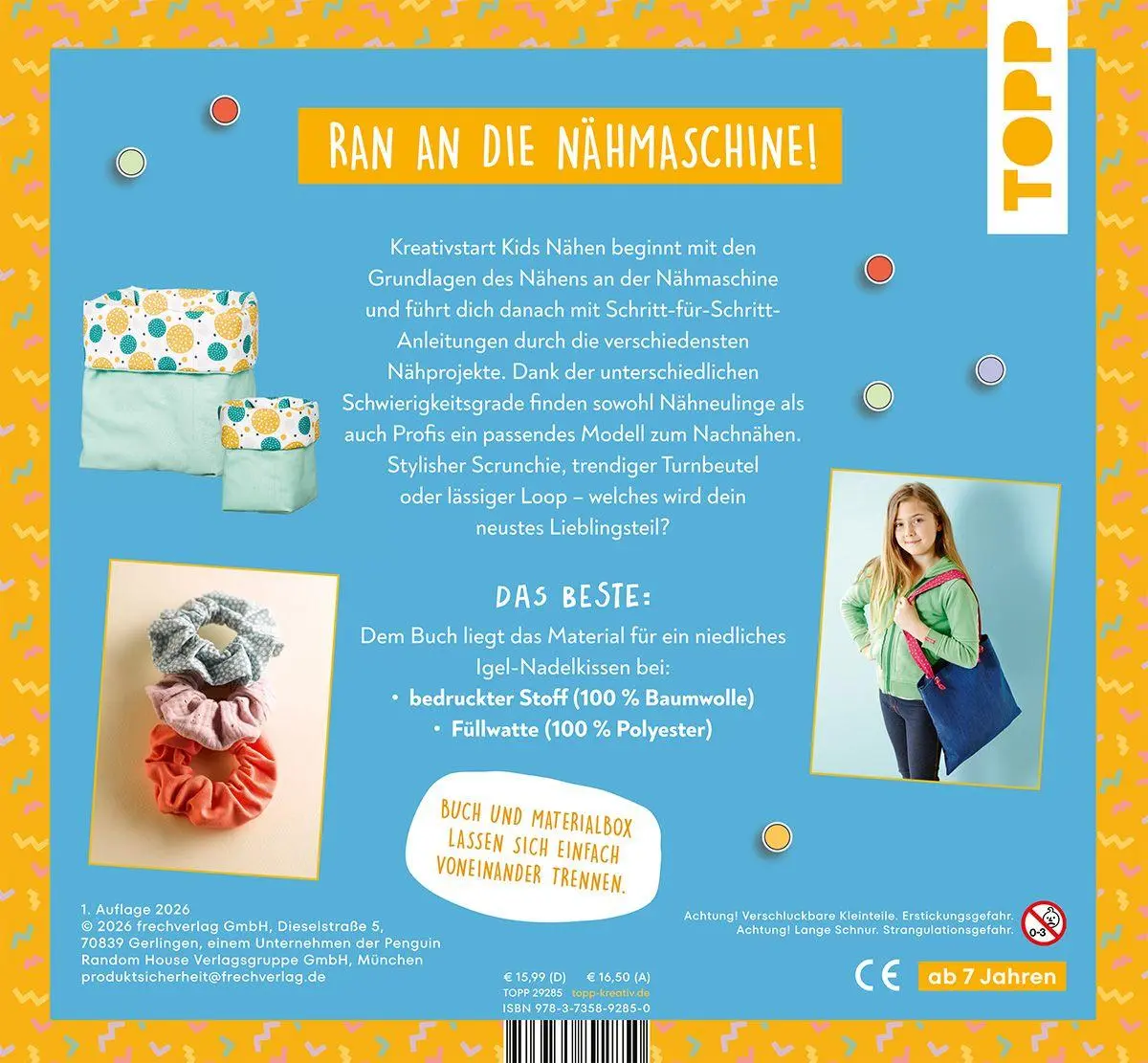 Bild: 9783735892850 | Kreativstart Kids Nähen. Anleitungsbuch und Material | Ina Andresen