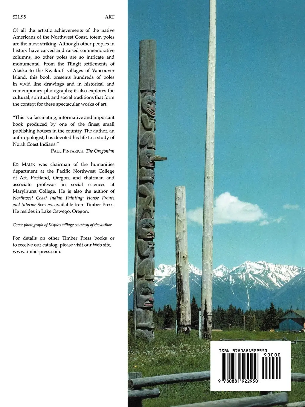 Rückseite: 9780881922950 | Totem Poles of the Pacific Northwest Coast | Edward Malin | Buch