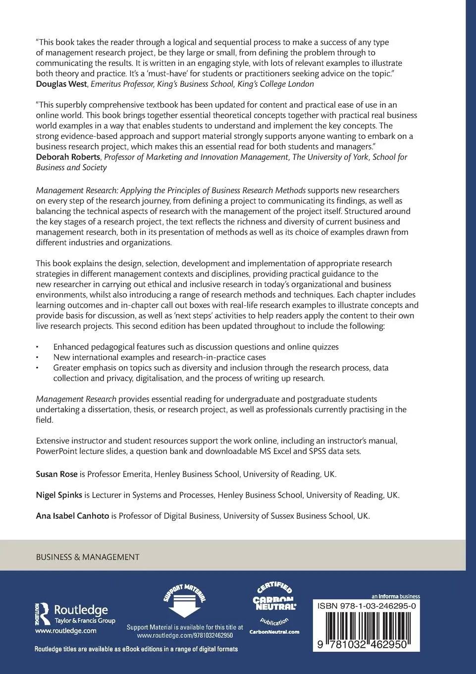 Rückseite: 9781032462950 | Management Research | Susan Rose (u. a.) | Taschenbuch | Englisch