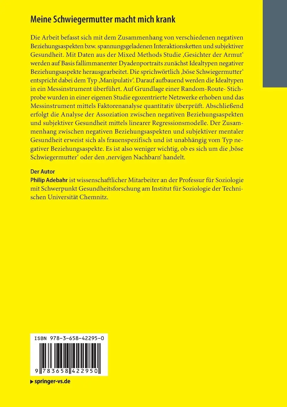 Rückseite: 9783658422950 | Meine Schwiegermutter macht mich krank | Philip Adebahr | Taschenbuch