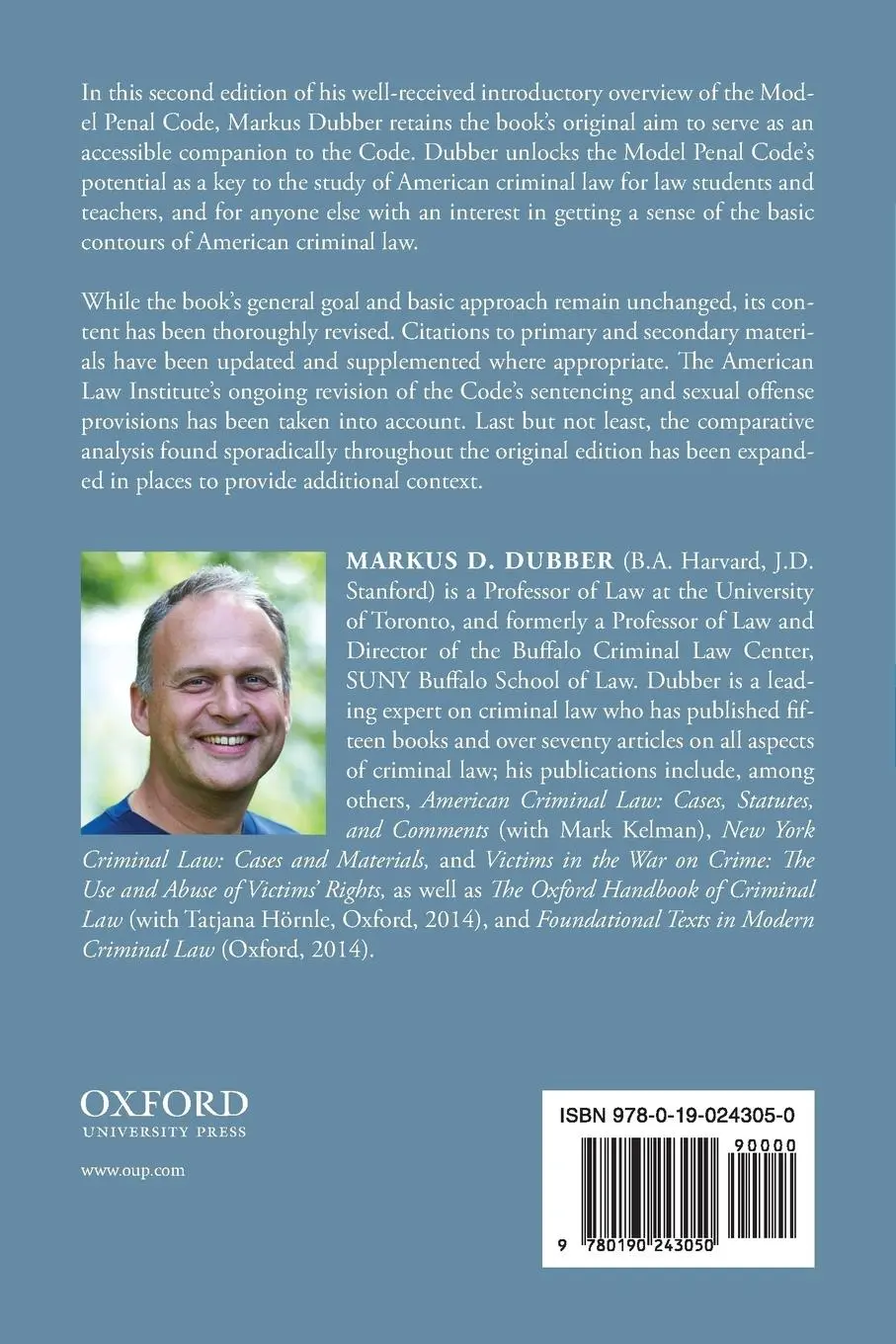 Rückseite: 9780190243050 | Introduction to the Model Penal Code (Revised) | Markus D Dubber