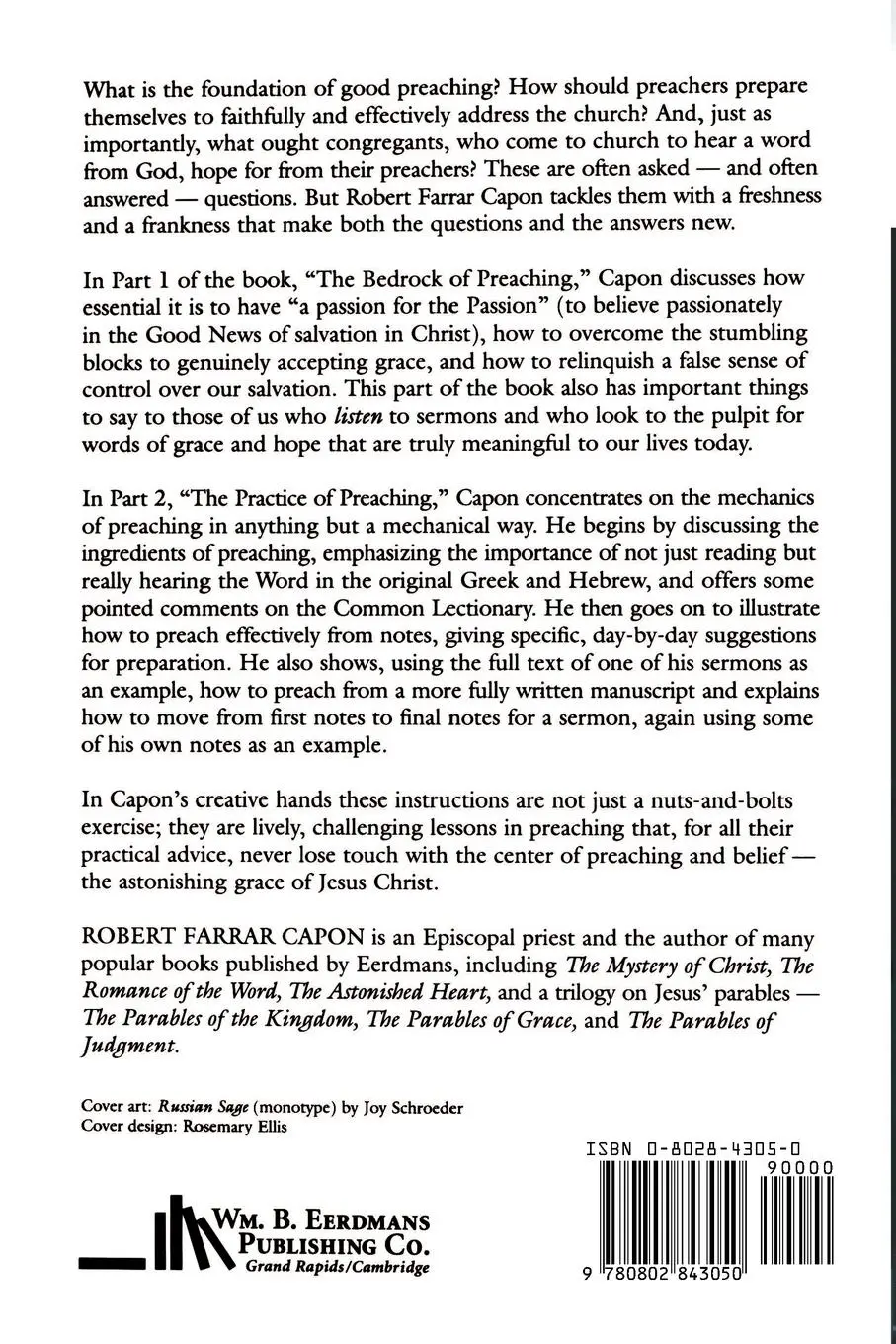 Rückseite: 9780802843050 | The Foolishness of Preaching | Robert Farrar Capon | Taschenbuch
