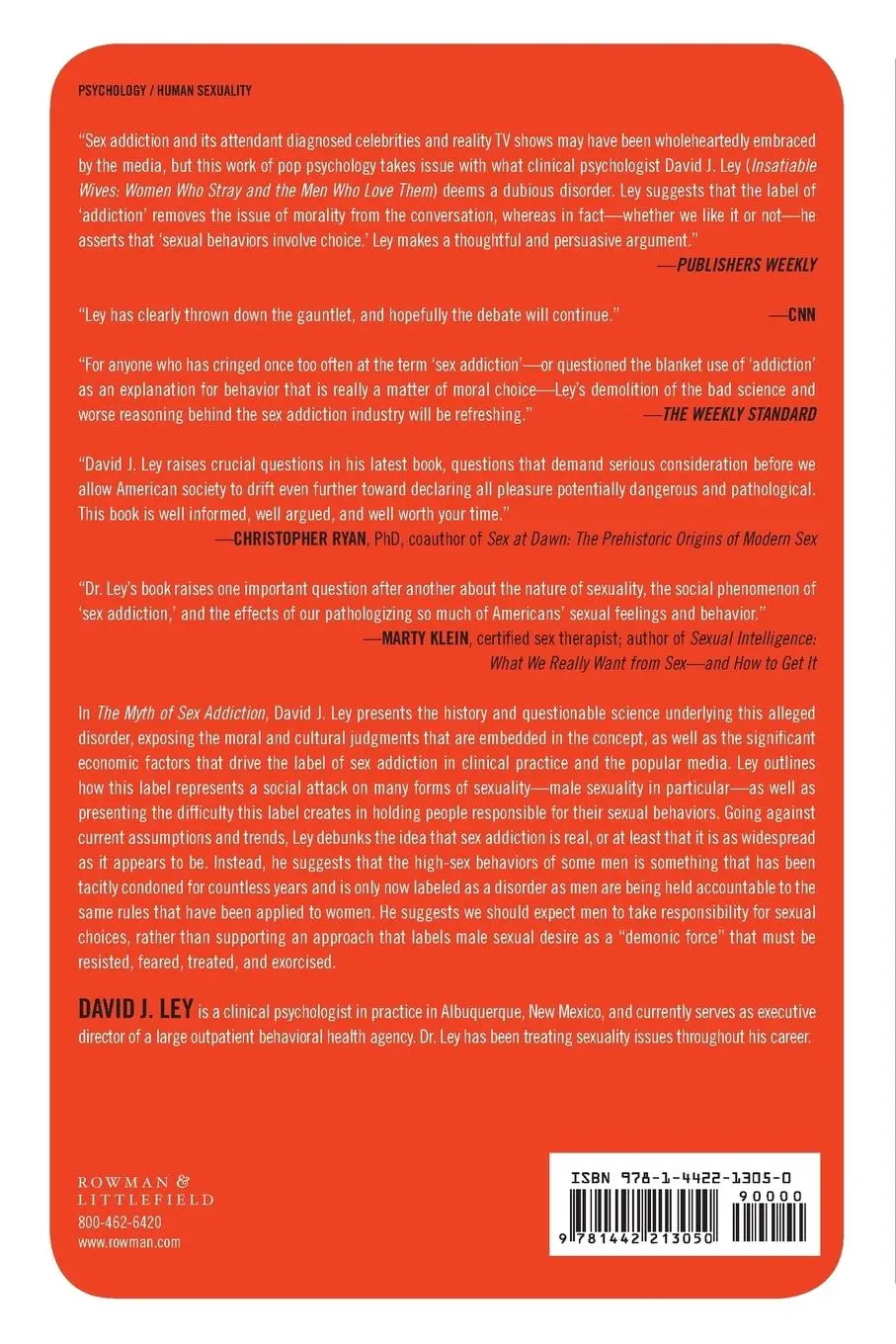 Rückseite: 9781442213050 | The Myth of Sex Addiction | David J. Ley | Taschenbuch | Englisch