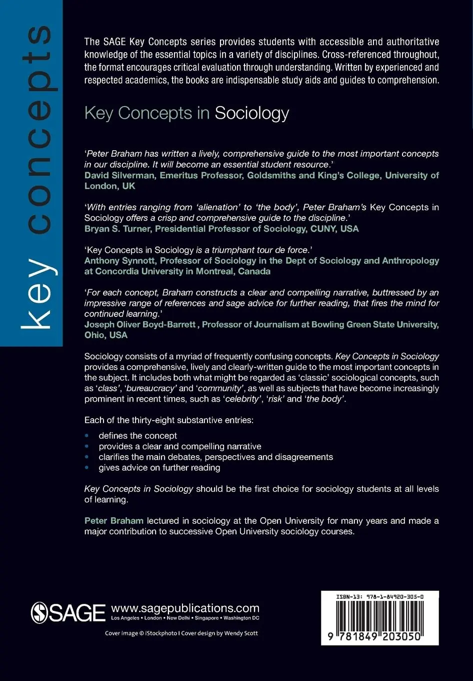 Rückseite: 9781849203050 | Key Concepts in Sociology | Peter H Braham | Taschenbuch | Englisch