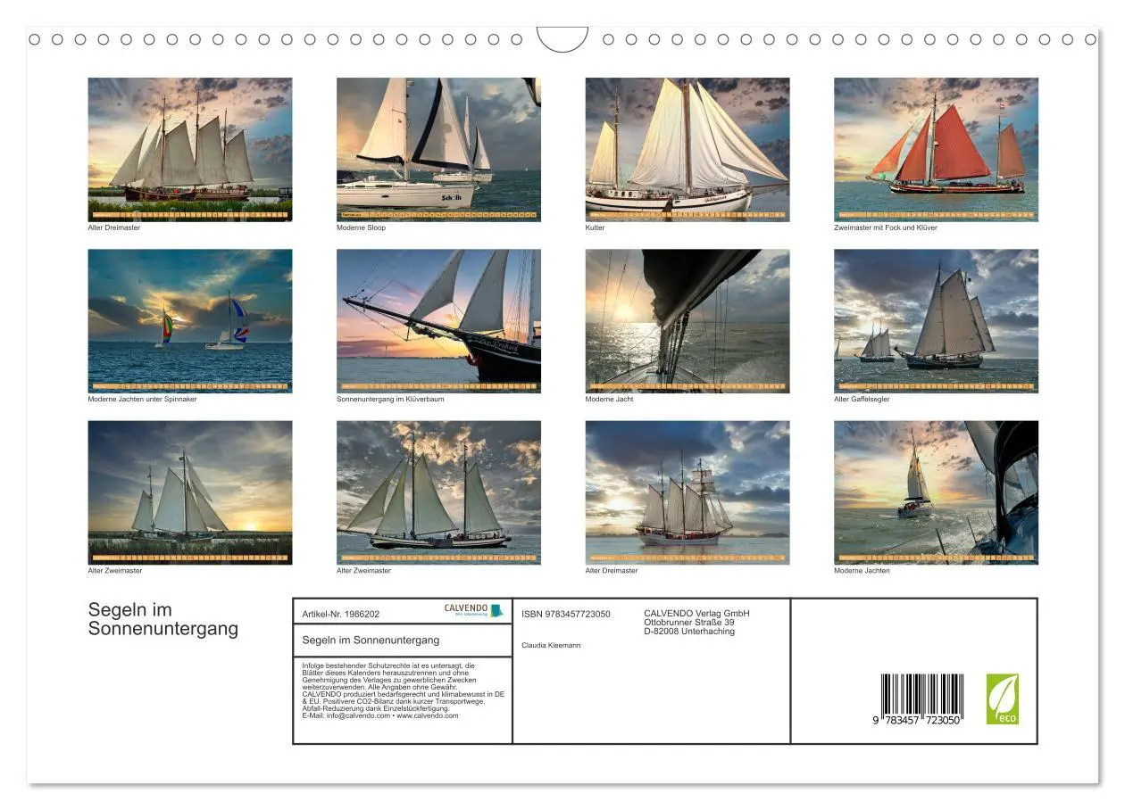 Bild: 9783457723050 | Segeln im Sonnenuntergang (Wandkalender 2026 DIN A3 quer), CALVENDO...