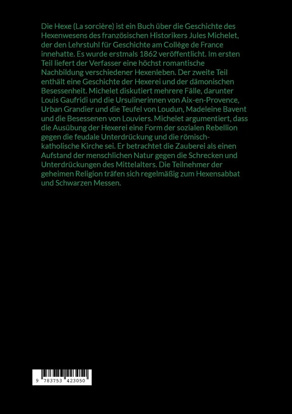 Rückseite: 9783753423050 | Die Hexe | Weise Frauen des Mittelalters | Jules Michelet | Buch