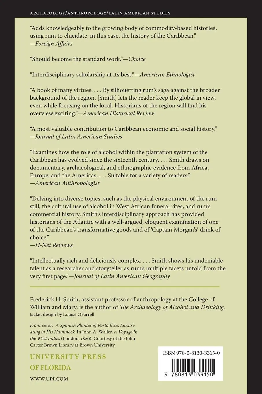 Rückseite: 9780813033150 | Caribbean Rum | A Social and Economic History | Frederick H Smith
