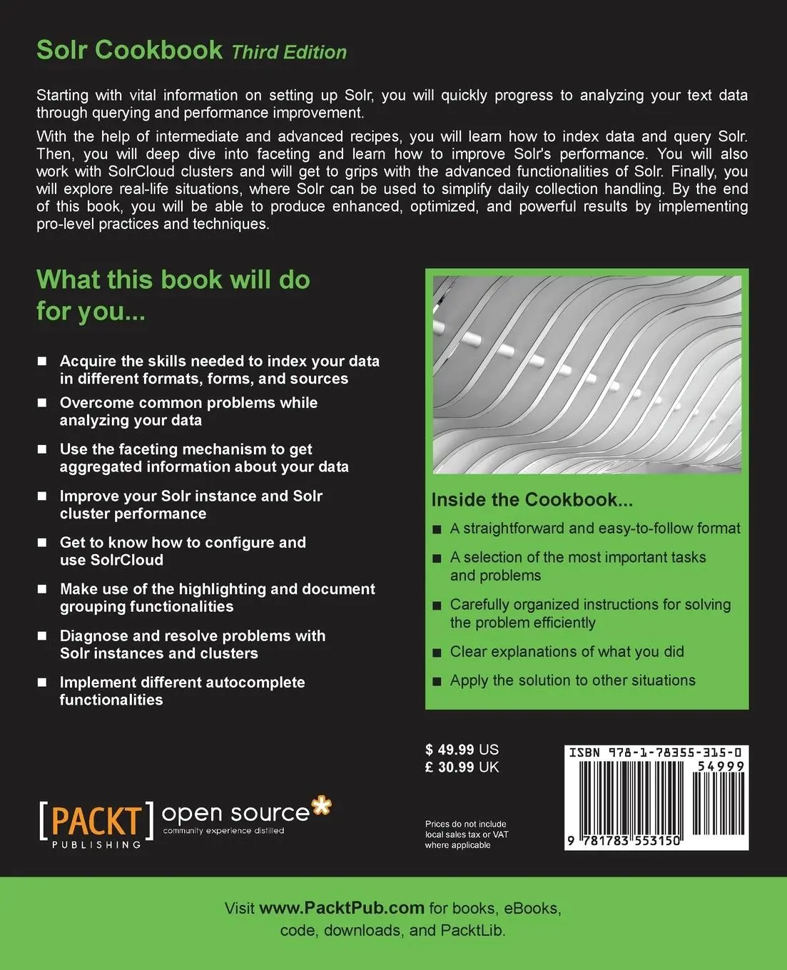 Rückseite: 9781783553150 | Solr Cookbook - Third Edition | Rafa¿ Ku¿ | Taschenbuch | Englisch