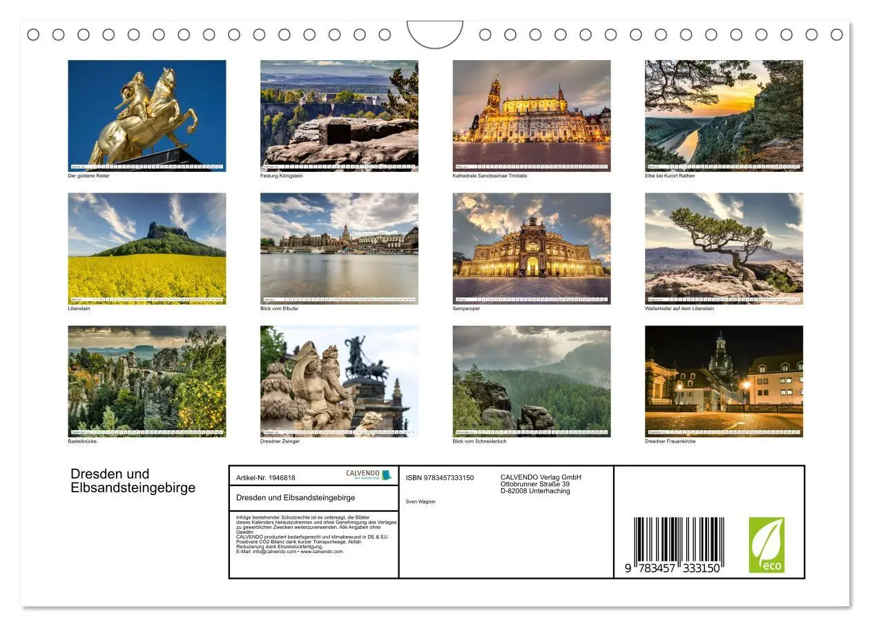 Bild: 9783457333150 | Dresden und Elbsandsteingebirge (Wandkalender 2026 DIN A4 quer),...