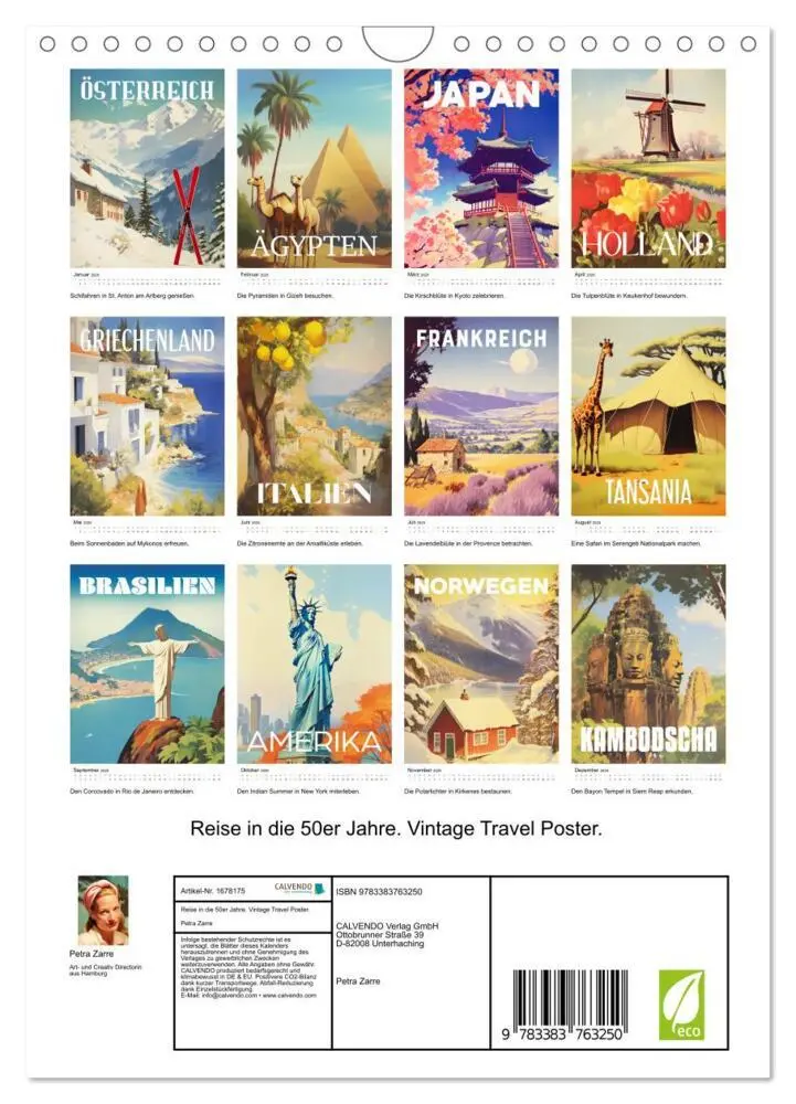 Bild: 9783383763250 | Reise in die 50er Jahre. Vintage Travel Poster. (Wandkalender 2025...