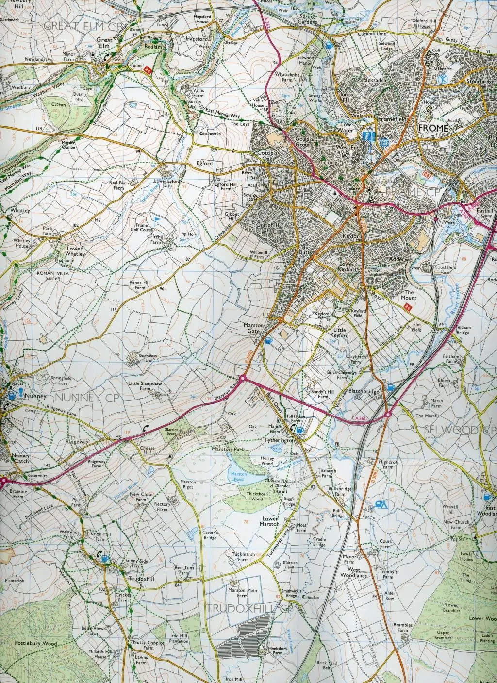Bild: 9780319243350 | Shepton Mallet and Mendip Hills East | Ordnance Survey | (Land-)Karte