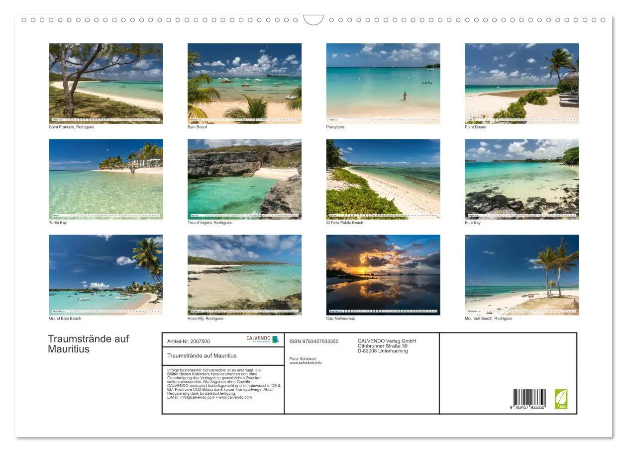 Bild: 9783457933350 | Traumstrände auf Mauritius (Wandkalender 2026 DIN A2 quer),...