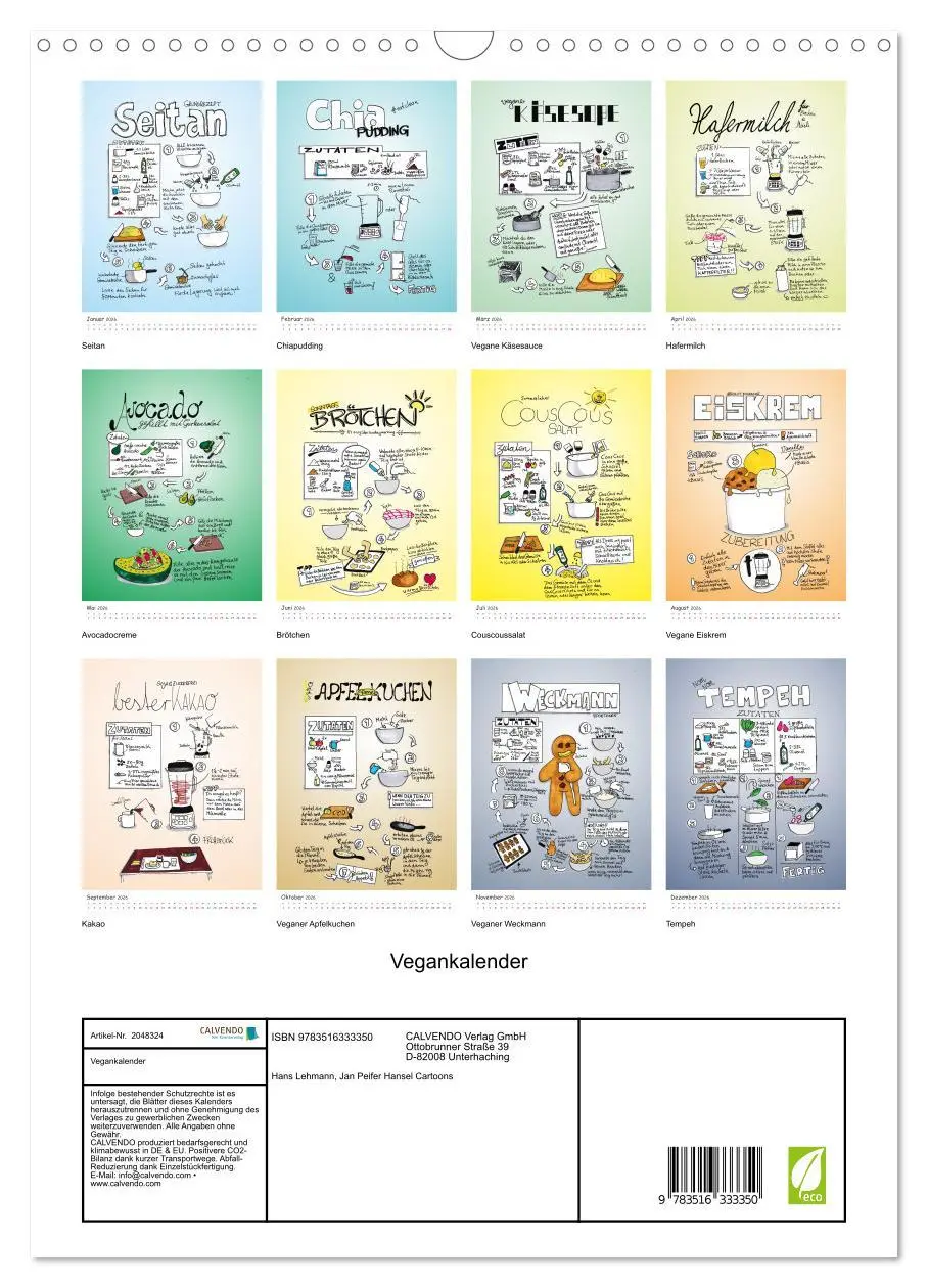 Bild: 9783516333350 | Vegankalender (Wandkalender 2026 DIN A3 hoch), CALVENDO Monatskalender