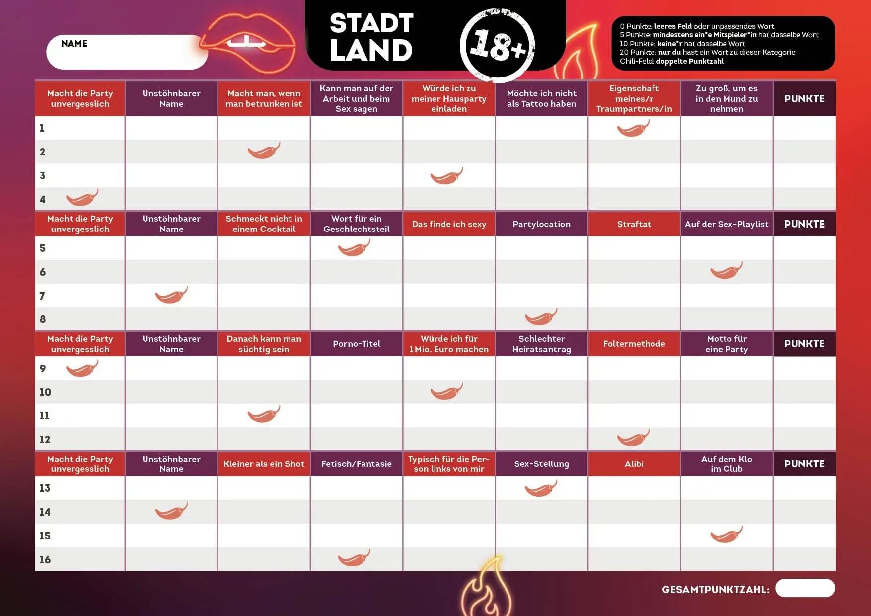 Bild: 4260478343450 | Stadt, Land, Ü18 - Der verboten gute Spieleklassiker für Partys,...