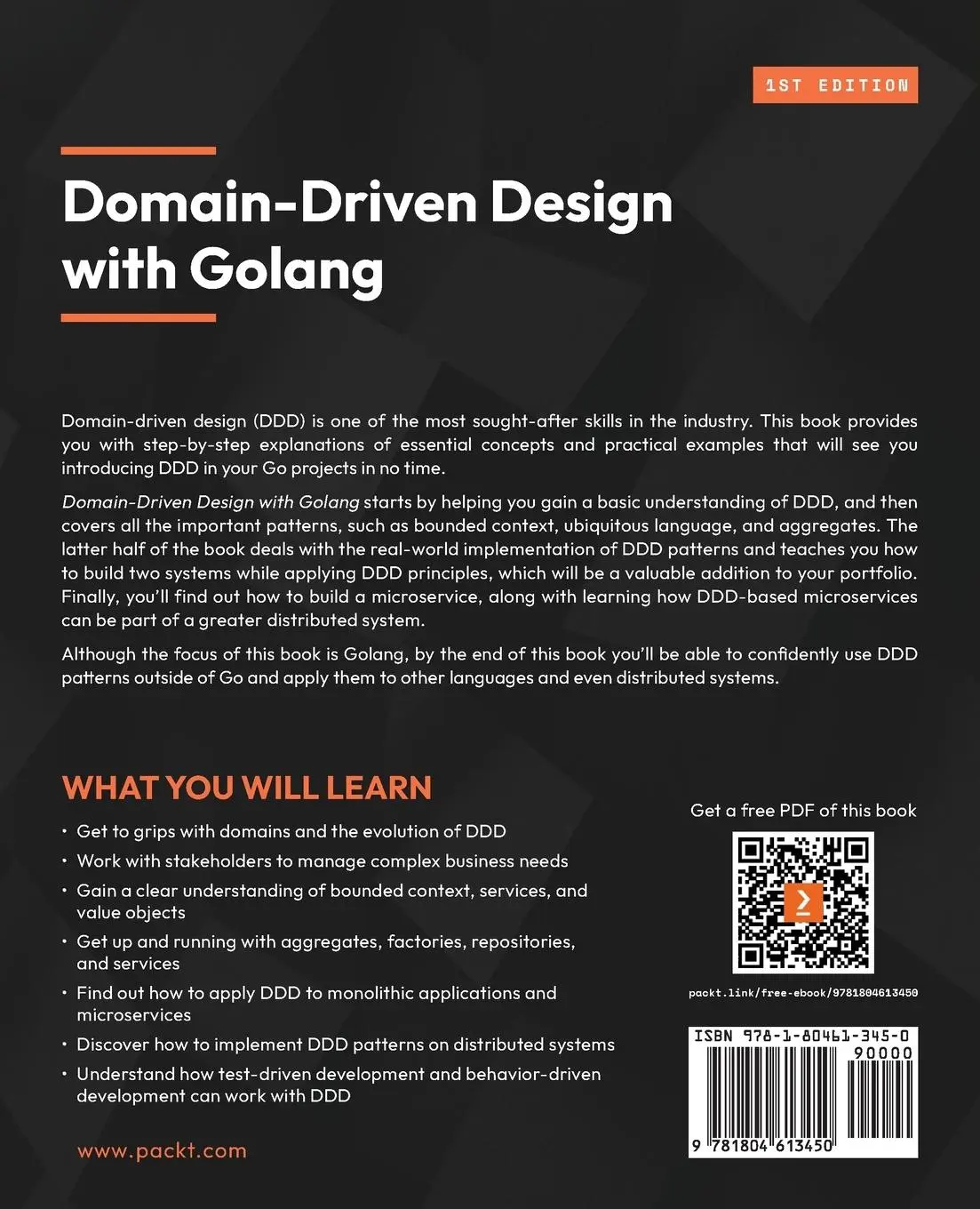 Rückseite: 9781804613450 | Domain-Driven Design with Golang | Matthew Boyle | Taschenbuch | 2022
